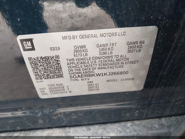 Auction sale of the 2019 Buick Enclave Fwd Essence, vin: 5GAERBKW1KJ266800, lot number: 45108657