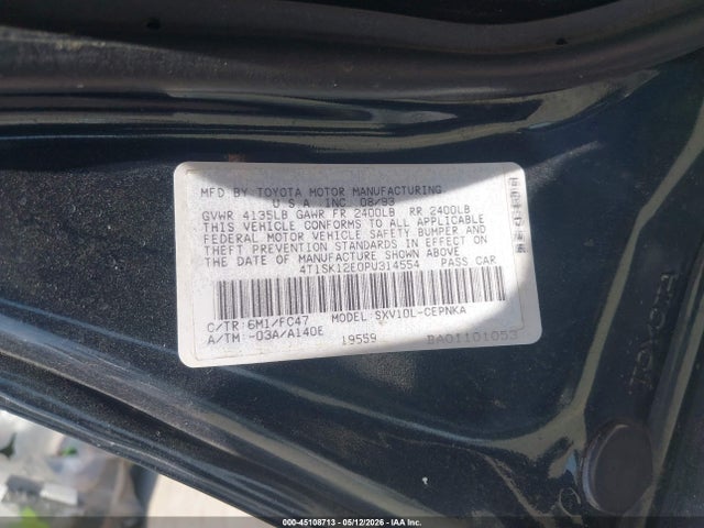 1993 Toyota Camry Le მანქანა იყიდება აუქციონზე, vin: 4T1SK12E0PU314554, აუქციონის ნომერი: 45108713