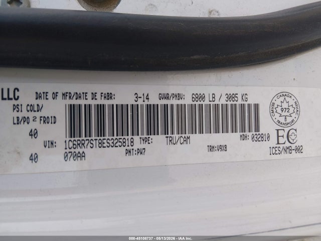 Aukcja sprzedaży 2014 Ram 1500 St, vin: 1C6RR7ST8ES325818, numer aukcji: 45108737
