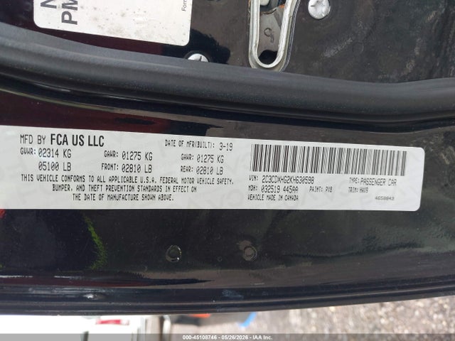 Aukcja sprzedaży 2019 Dodge Charger Gt Rwd, vin: 2C3CDXHG2KH630598, numer aukcji: 45108746