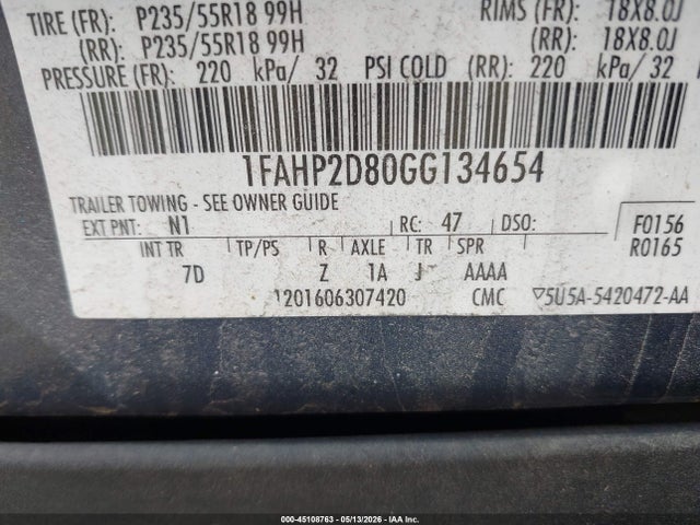 Продаж на аукціоні авто 2016 Ford Taurus Se, vin: 1FAHP2D80GG134654, номер лоту: 45108763