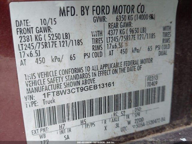 Aukcja sprzedaży 2016 Ford F-350 Lariat, vin: 1FT8W3CT9GEB13161, numer aukcji: 45108825