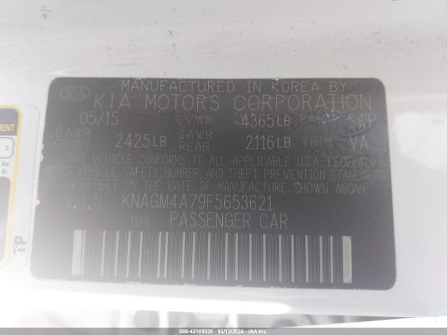 Продаж на аукціоні авто 2015 Kia Optima Lx, vin: KNAGM4A79F5653621, номер лоту: 45108830