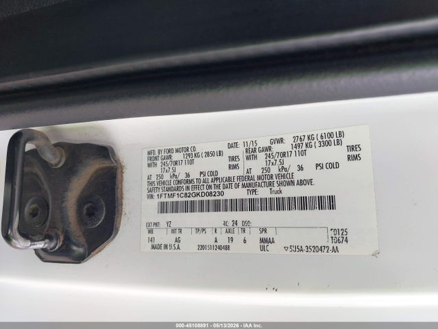 Aukcja sprzedaży 2016 Ford F-150 Xl, vin: 1FTMF1C82GKD08230, numer aukcji: 45108891