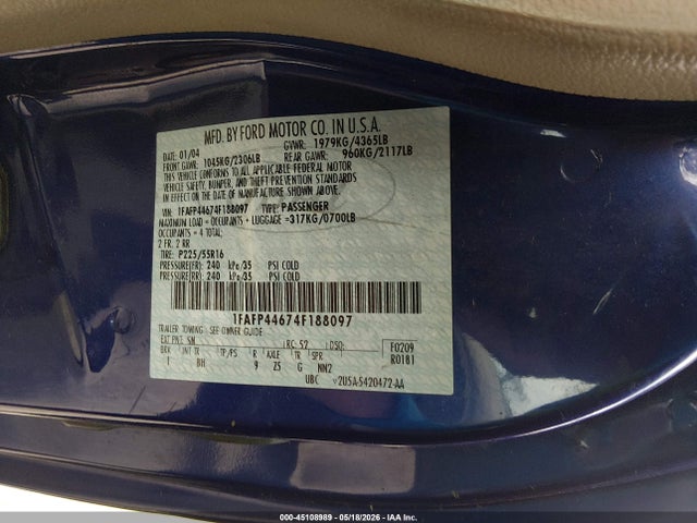 Aukcja sprzedaży 2004 Ford Mustang, vin: 1FAFP44674F188097, numer aukcji: 45108989