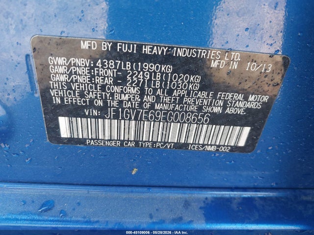 Subaru Impreza Wrx 2014 JF1GV7E69EG008656 Image 9