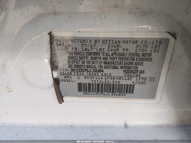 Продажа на аукционе авто 2018 Nissan Versa Note Sv, vin: 3N1CE2CP6JL356804, номер лота: 45109039