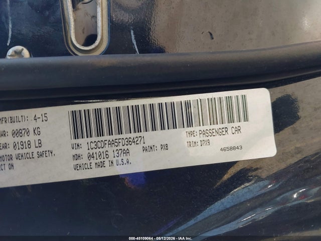 Продаж на аукціоні авто 2015 Dodge Dart Se, vin: 1C3CDFAA5FD364271, номер лоту: 45109064