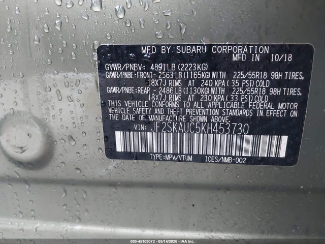 Subaru Forester Limited 2019 JF2SKAUC5KH453730 Image 9