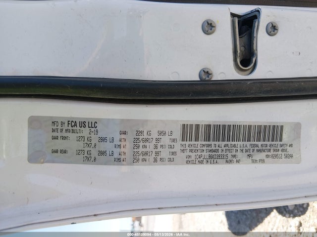 1C4PJLLB6KD393315 Jeep Cherokee Latitude Plus Fwd