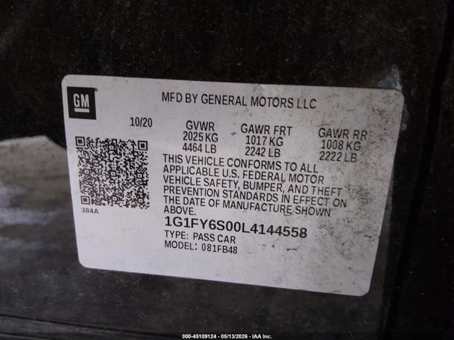 1G1FY6S00L4144558 Chevrolet Bolt Ev Fwd Lt
