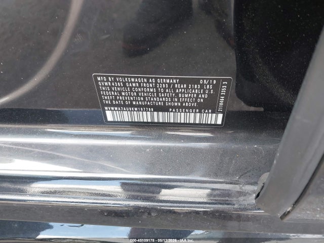 45109178 :رقم المزاد ، WVWWA7AU9KW197798 vin ، 2019 Volkswagen Golf R 2.0t W/dcc   Navigation مزاد بيع