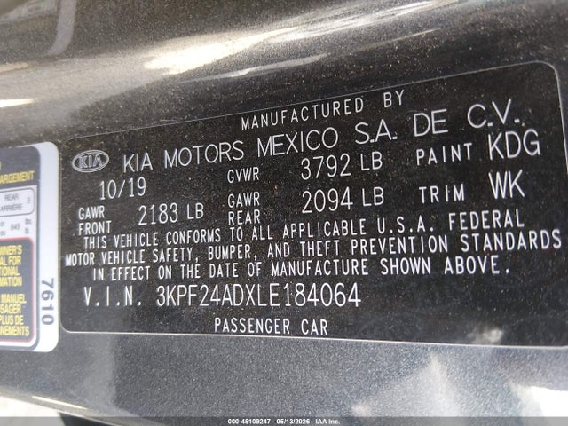 KIA Forte Lxs 2020 3KPF24ADXLE184064 Image 9