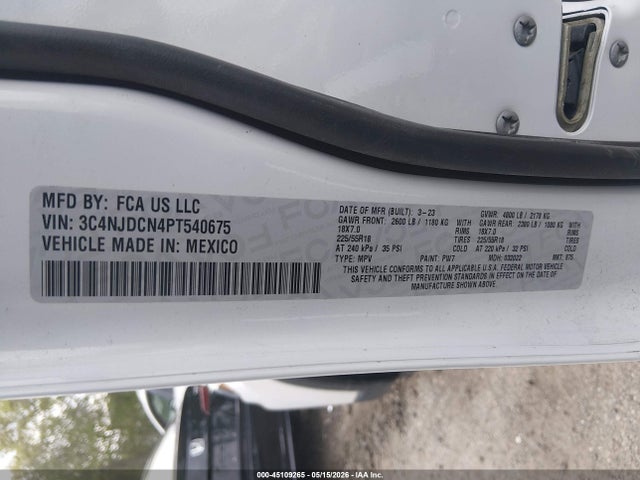 2023 Jeep Compass Limited 4x4 მანქანა იყიდება აუქციონზე, vin: 3C4NJDCN4PT540675, აუქციონის ნომერი: 45109265