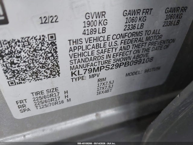 KL79MPS29PB099108 Chevrolet Trailblazer Fwd Lt