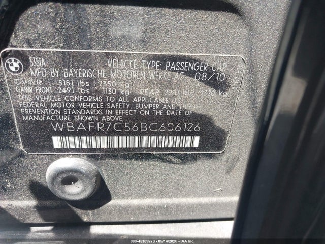 Продаж на аукціоні авто 2011 Bmw 535i, vin: WBAFR7C56BC606126, номер лоту: 45109273