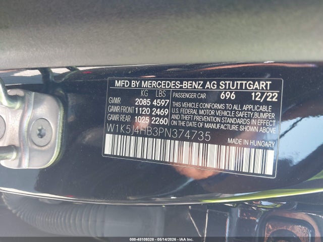 W1K5J4HB3PN374735 Mercedes-Benz Cla 250 Coupe 4matic