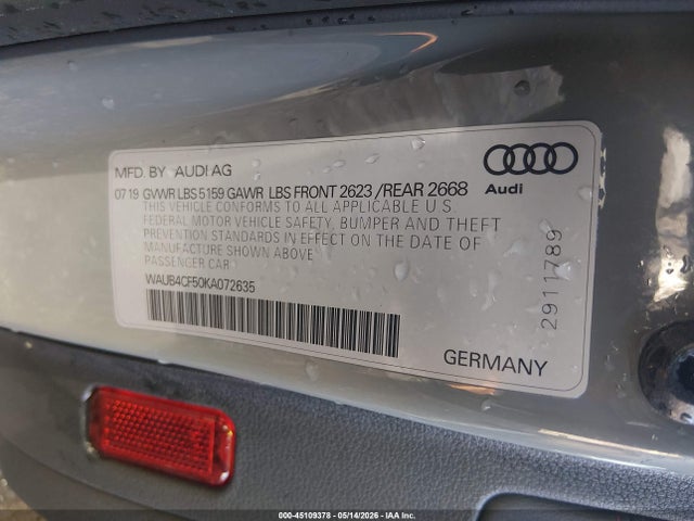 Продажа на аукционе авто 2019 Audi S5 3.0t Premium, vin: WAUB4CF50KA072635, номер лота: 45109378