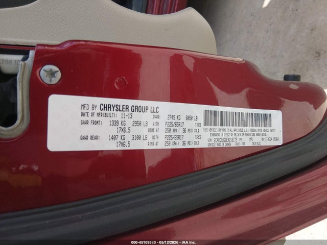 Продажа на аукционе авто 2014 Chrysler Town & Country Touring, vin: 2C4RC1BG8ER216173, номер лота: 45109380