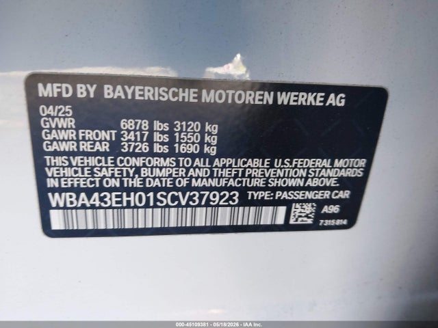 BMW 750e Xdrive 2025 WBA43EH01SCV37923 Image 9