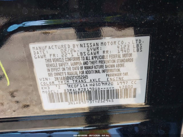 Aukcja sprzedaży 2026 Nissan Sentra Sr, vin: 3N1AB9DV3TY252945, numer aukcji: 45109398