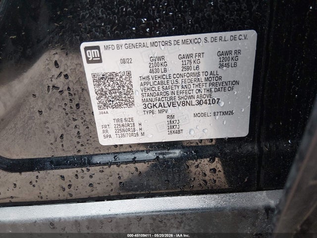 Продаж на аукціоні авто 2022 Gmc Terrain Awd Slt, vin: 3GKALVEV8NL304107, номер лоту: 45109411