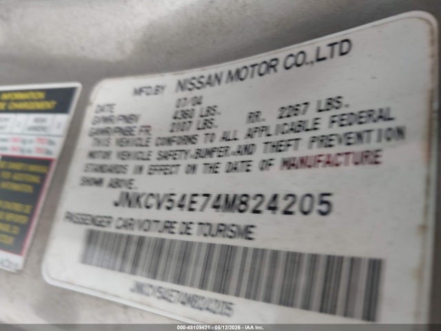 Продаж на аукціоні авто 2004 Infiniti G35, vin: JNKCV54E74M824205, номер лоту: 45109421