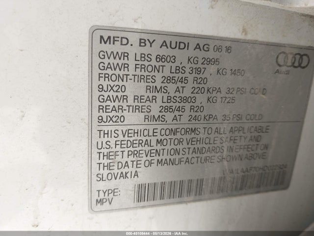WA1LAAF70HD022924 Audi Q7 3.0t Premium