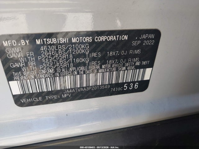 Продажа на аукционе авто 2023 Mitsubishi Eclipse Cross Le S-awc/ralliart S-awc, vin: JA4ATVAA3PZ013549, номер лота: 45109483