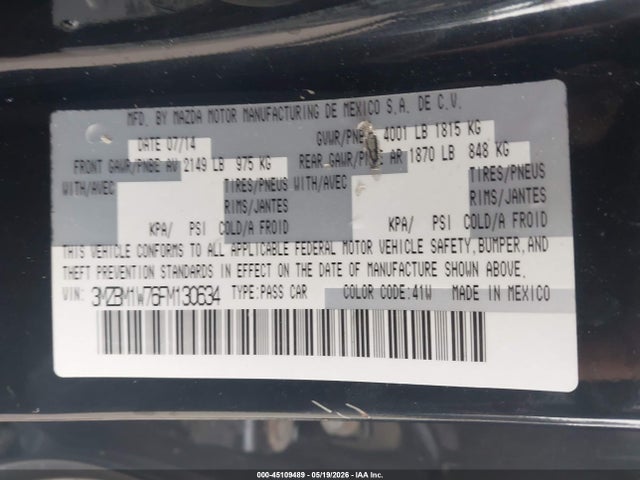 Aukcja sprzedaży 2015 Mazda Mazda3 I Grand Touring, vin: 3MZBM1W76FM130634, numer aukcji: 45109489