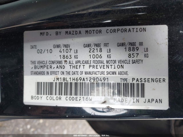 Aukcja sprzedaży 2010 Mazda Mazda3 S Grand Touring, vin: JM1BL1H69A1290491, numer aukcji: 45109491