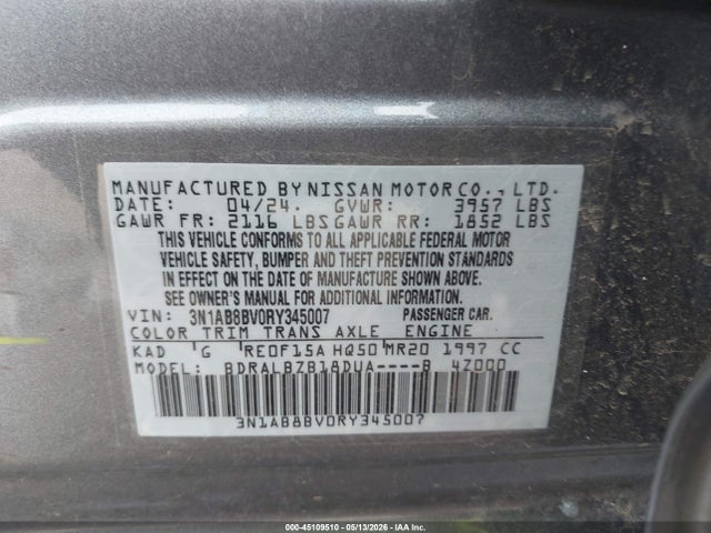 Nissan Sentra S Xtronic Cvt 2024 3N1AB8BV0RY345007 Image 9