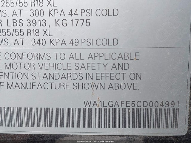 Продаж на аукціоні авто 2012 Audi Q7 3.0t Premium, vin: WA1LGAFE5CD004991, номер лоту: 45109513