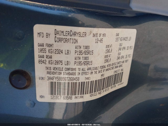 Aukcja sprzedaży 2006 Chrysler Pt Cruiser Touring, vin: 3A4FY58B96T268458, numer aukcji: 45109515