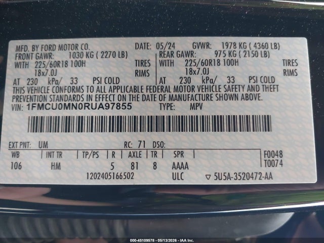 Ford Escape St-line 2024 1FMCU0MN0RUA97855 Image 9