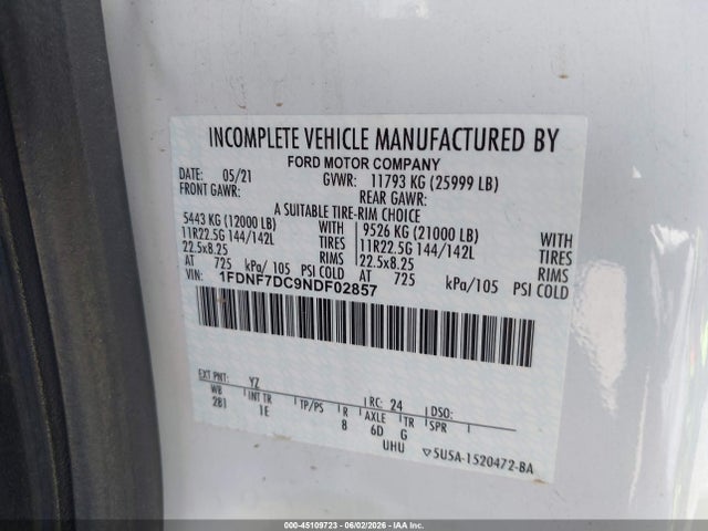 Ford F-750 Diesel 2022 1FDNF7DC9NDF02857 Image 9