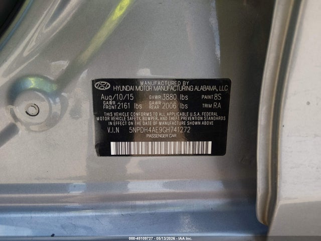 Hyundai ELANTRA SE 2016 5NPDH4AE9GH741272 Image 9