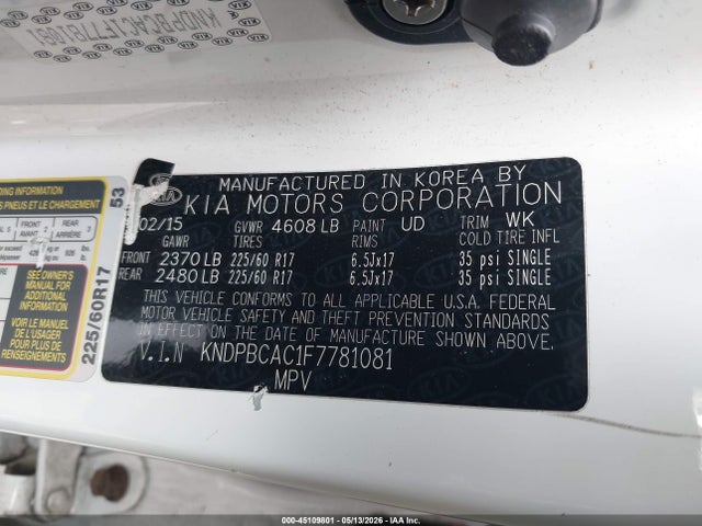 KIA Sportage Lx 2015 KNDPBCAC1F7781081 Image 9