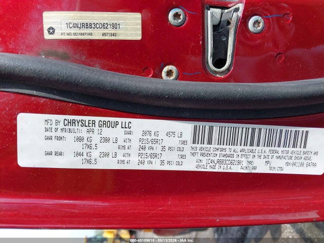 Продаж на аукціоні авто 2012 Jeep Patriot Sport, vin: 1C4NJRBB3CD621901, номер лоту: 45109818