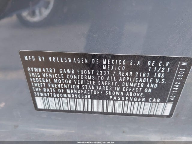 3VW6T7BU0MM098506 Volkswagen Jetta Gli 2.0t Autobahn/2.0t S