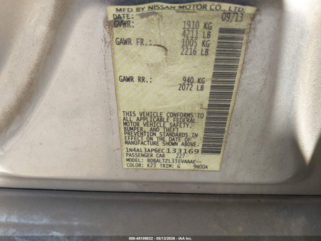 Nissan Altima 2.5 Sv 2014 1N4AL3AP6EC133169 Image 9