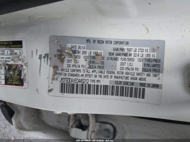 Mazda Cx-9 Grand Touring 2014 JM3TB3DAXE0445212 Image 9