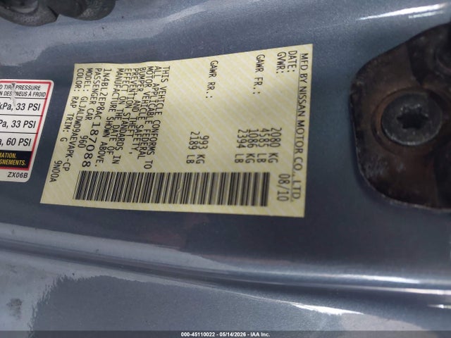 Aukcja sprzedaży 2010 Nissan Altima 3.5 Sr, vin: 1N4BL2EP8AC187088, numer aukcji: 45110022