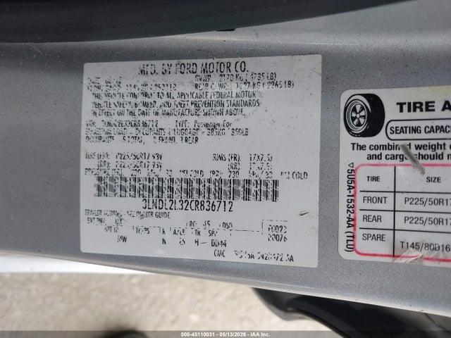 Aukcja sprzedaży 2012 Lincoln Mkz Hybrid, vin: 3LNDL2L32CR836712, numer aukcji: 45110031