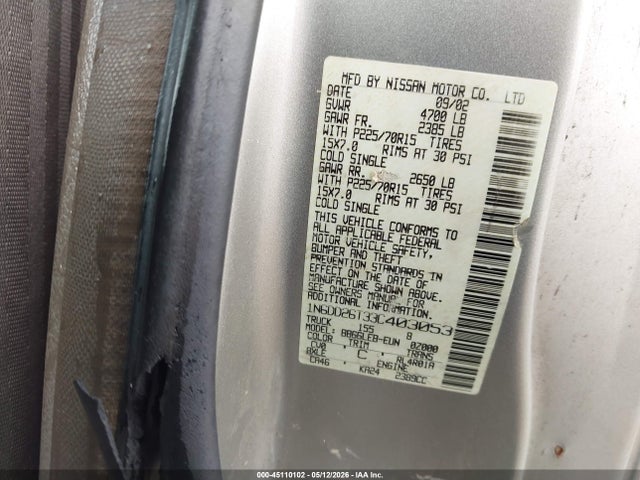 Aukcja sprzedaży 2003 Nissan Frontier Xe, vin: 1N6DD26T33C403053, numer aukcji: 45110102