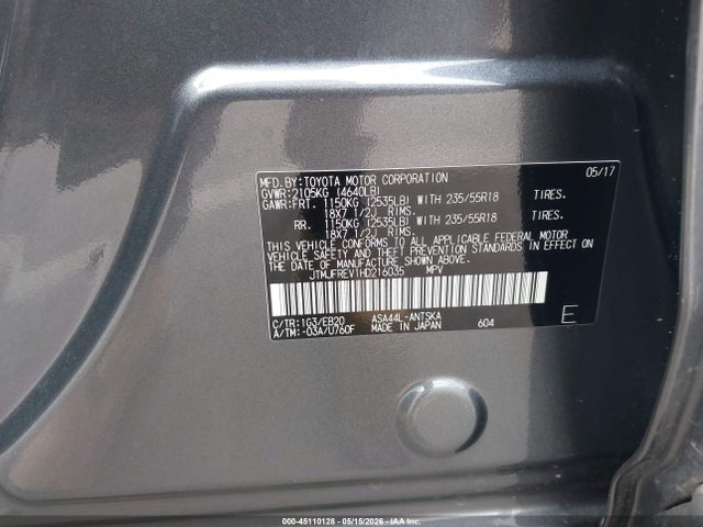 Aukcja sprzedaży 2017 Toyota Rav4 Se, vin: JTMJFREV1HD216035, numer aukcji: 45110128