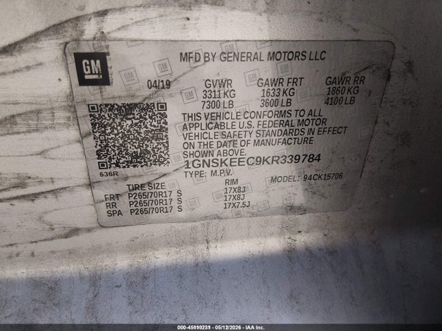 1GNSKEEC9KR339784 Chevrolet Tahoe Commercial Fleet