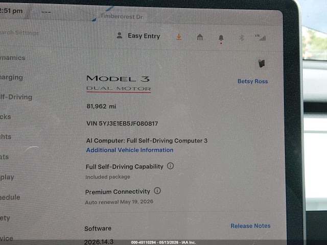 Aukcja sprzedaży 2018 Tesla Model 3 Long Range/performance, vin: 5YJ3E1EB5JF080817, numer aukcji: 45110294