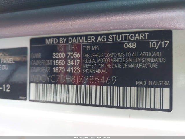 WDCYC7DH8JX285469 Mercedes-Benz Amg G 63 4matic