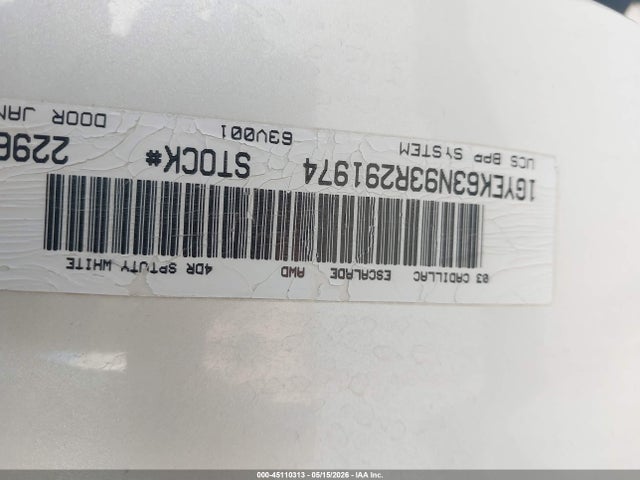 Auction sale of the 2003 Cadillac Escalade Standard, vin: 1GYEK63N93R291974, lot number: 45110313